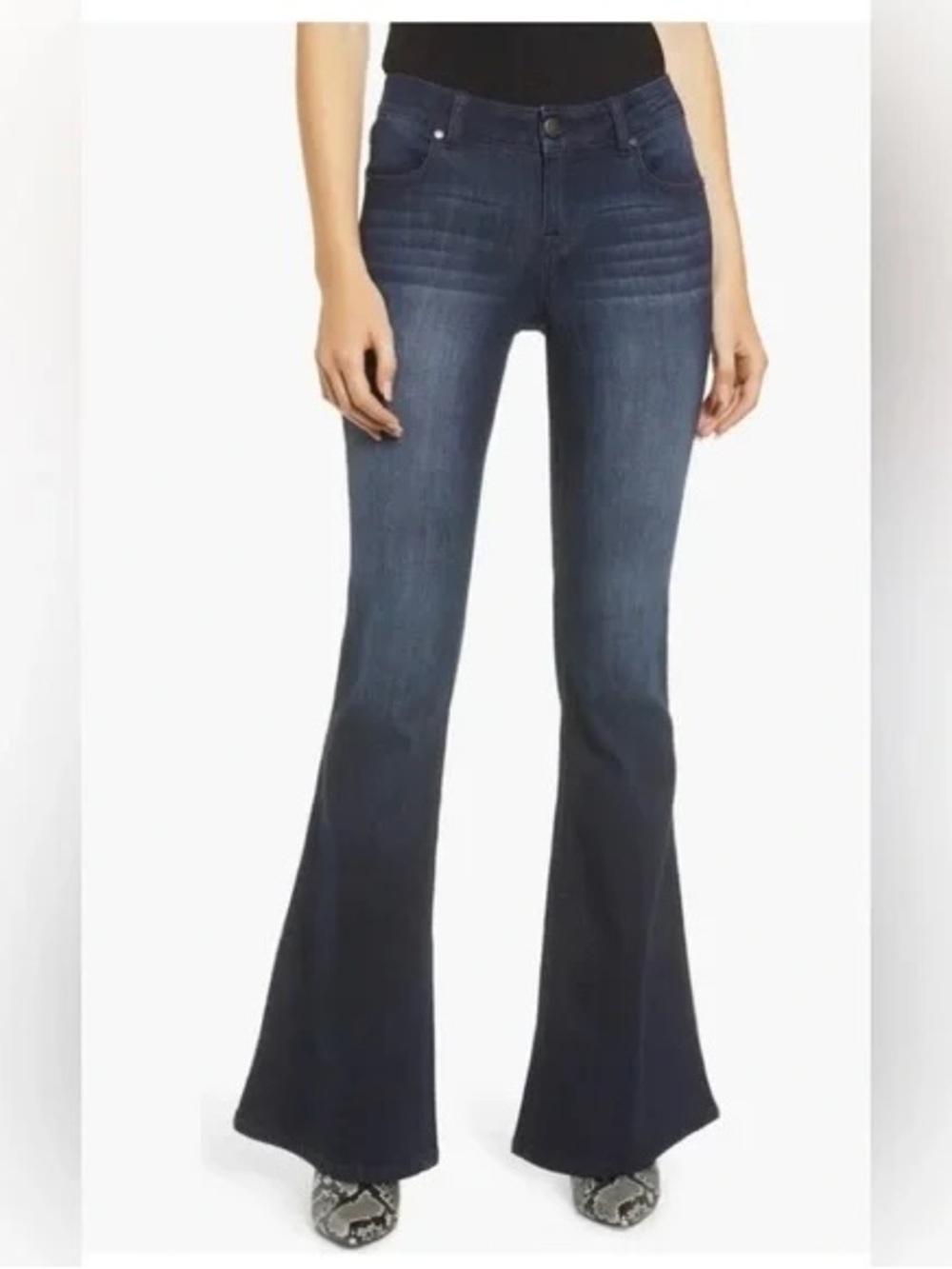 NWT- 1822 Denim Dark Blue High-Waist Flare Jeans
